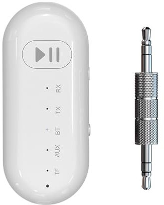 Bluetooth 5.1 Transmitter Receiver for TV & Car Stereo, Wireless Audio Adapter for Headphones, Speakers & PC, Plug and Play 3.5mm Aux Wireless Adapter for Home, Travel & Airplane