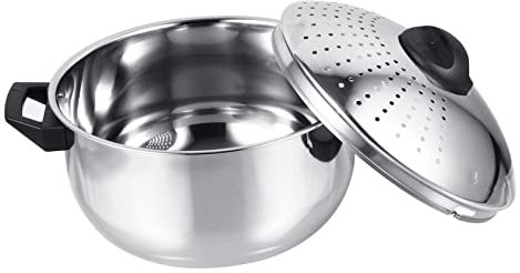 LALADEFIEE Bollitore in Acciaio Inossidabile Per Cucinare Noodles Pentola Per Pasta Coperchio Scolapasta Facile Da Pulire Robusto Leggero Portatile Per Una Pasta Veloce