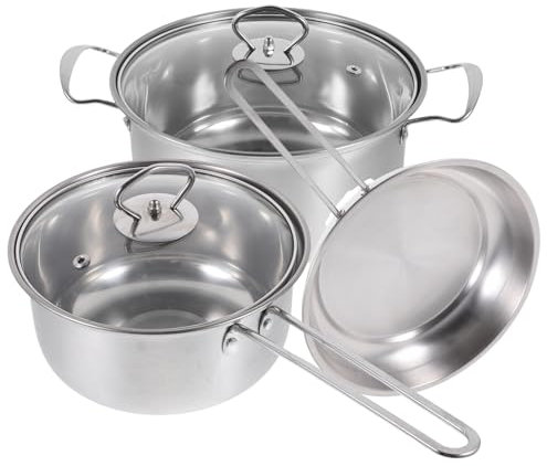 CONGARTENO 1juego Ollas y Sartenes De Acero Inoxidable Para Cocinar Incluye Olla Para Sopa Cacerola Pequeña y Sartén Antiadherente Para Cocinas De Inducción