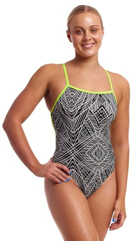 Funkita Space Signals Badeanzug für Damen Blickdicht und hoher Beinausschnitt