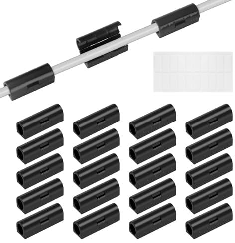40 Pcs Black Self-Adhesive Cable Clips, 9mm Cable Organisers Clip Wire Holder Clips Wire Holder Clips Management Round Organiser Desk Office Home Wall Car PC