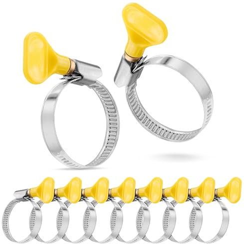 Poppstar 10x Colliers de Serrage avec Vis Papillon en Acier Inoxydable, Plage de Serrage 25-40 mm, Qualité W2, Jaune