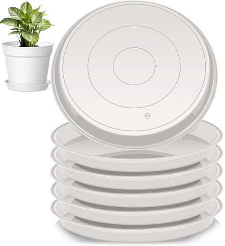 lylqmy 10 Stück Blumentopf Untersetzer,Untersetzer für Blumentöpfe,Rund Pflanzentopf Untertasse,Kunststoff Blumenuntersetzer für Innen- und Außenpflanzen - 30cm/Schwarz (Weiß, 12inch)