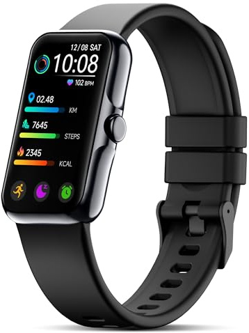 Health Fitness Tracker, Smart Watch with 24/7 Heart Rate and Blood Oxygen Monitor, Sleep Tracker with IP68 Waterproof, Activity Tracker Pedometer Step Counter for Women Men (Deep Black)