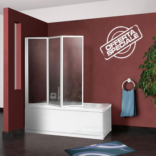 Parete vasca da bagno a 3 ante reversibile cm.130