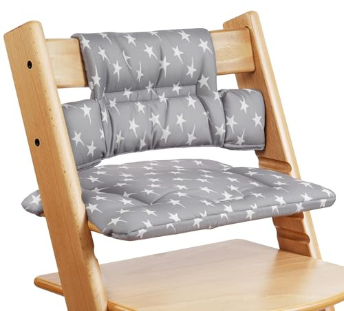 Vicloon Hochstuhl Sitzkissen für Stokke, 2-teilig rutschfest Kissen Sitzbezug Hochstuhlauflage, Weiches Hochstuhlkissen, Abnehmbar, Leicht Reinigung und Befestigen -Fünfzackiger Stern