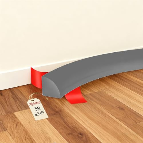 Midslinee Gris 3M Moulures Décoratives en Silicone, Plinthe Souple Autocollante, Plan de Travail de Cuisine, Barre d'angle Flexible pour Salle de Bain, Cuisine, Salon