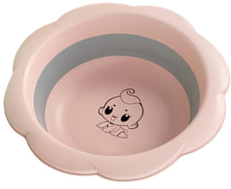 OFFSCH Portable Foldable Baby Washbasin for Kids Large Capacity, Pink Collapsible Wash Basin Made of Sturdy Pp and TPE, Easy to Clean and Reusable, for Travel and Storage