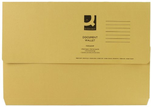 Q-Connect Document Wallet Foolscap Yellow (Pack of 50) KF23017