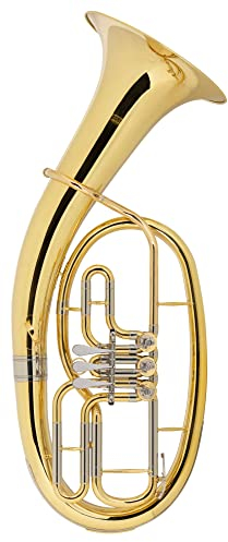 Classic Cantabile Brass TH-33 Tenorhorn - Bb-Stimmung - Korpus: Messing - Neusilber-Außenzüge Goldmessing-Mundrohr - 3 Drehventile - inkl. Koffer, Mundstück und Reinigungstuch