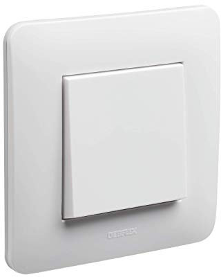 Prises electriques Standard - Prise extra plate - Prise murale - Interrupteur va et vient sans Fil - Prise murale - Gamme Casual - Bouton Poussoir Blanc Brillant - Debflex