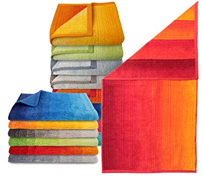 Dyckhoff Bio-Badezimmerserie „Colori“ - erhältlich als Handtuchserie und als Badteppichserie in 8 brillanten Farbkombinationen, Handtuch 50 x 100 cm, rot