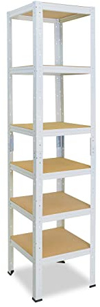 shelfplaza Home 230x30x30cm Schwerlastregal weiß mit 6 Böden x 145kg | Kellerregal · Lagerregal · Metallregal · Regale für Kellerraum · Steckregal · Abstellraum Regal