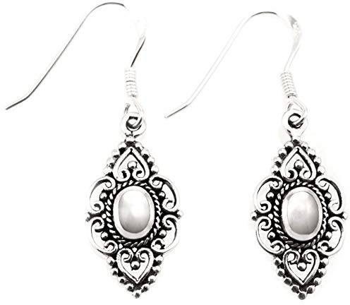 WINDALF Bohemia Celtic Ohrhänger SVANA 3.7 cm Mediaval Ohrschmuck Boho Ohrringe Perlmutt Indie 925 Sterlingsilber