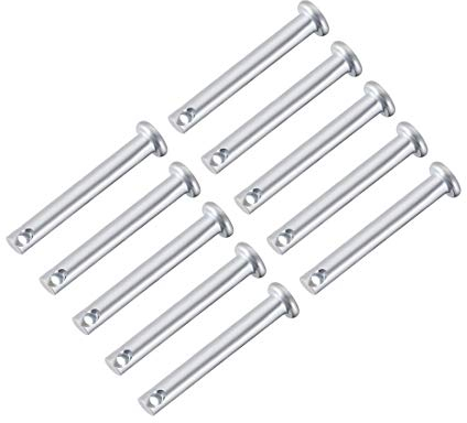 sourcing map 10 Stück Einloch Gabelbolzen 5mm x 35mm Flach Kopf verzinkter Stahl