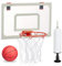 Relaxdays Basketballkorb fürs Zimmer, im Set mit Ball und Luftpumpe, Backboard zum an die Tür hängen, ohne Bohren, mehrfarbig