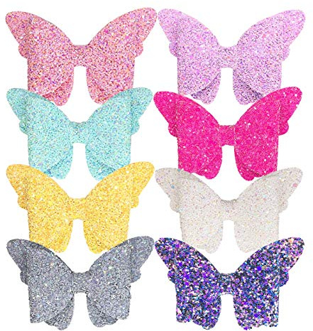 Yazon Haarspangen für Babys, Mädchen, Kleinkinder, 8 Stück, glitzernd, Schmetterlings-Haarspangen