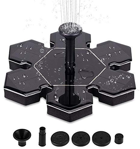 Toolstar Fontaine à eau solaire avec pompe à eau, panneau solaire de forme différente, bain d'oiseaux, bain d'oiseaux, caniche de jardin, piscine, noir 1.50W, 6.00V