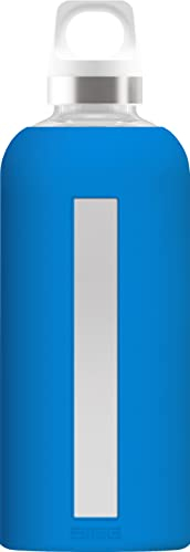 Sigg Star Water Bottle (0.5 L / 0.85 L), Pollutant-Free and Leak-Proof Glass Bottle, Heat-Resistant Glass Water Bottle with Silicone Case