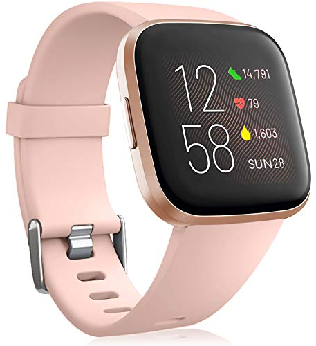 Oielai für Fitbit Versa 2 Armband/Versa Armband, Silikon Sport Klassisch Ersatzarmband Armbänder Kompatibel mit Fitbit Versa 2 /Versa Lite/Versa für Frauen Männer, Klein BabyPink