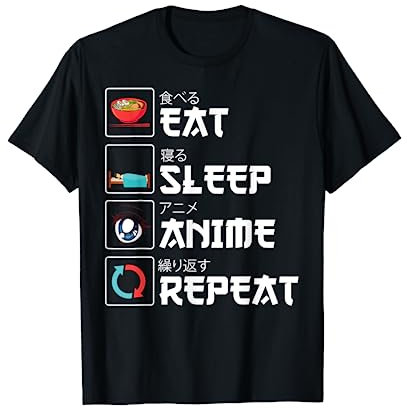Regalo Divertente Eat Sleep Anime Repeat Manga Anime Maglietta