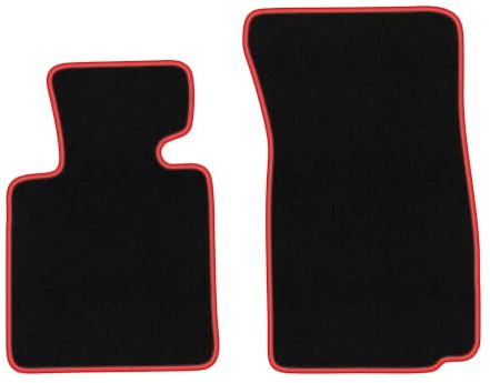 Velours-Fußmatten passend für BMW Z4 E85 2002-2008, Schwarz-Rot, CARLUX | passend für Cabrio; Velours-Teppich (Polypropylen), ca. 6,5 mm; rutschfest, BMW T-Befestigungen
