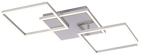 SellTec LED Deckenlampe 64x39cm, Deckenleuchte mit zwei Leuchtrahmen warmweiß | 1 Quadrat schwenkbar | 2550 Lumen Deckenpanel, Wohnzimmer Küche