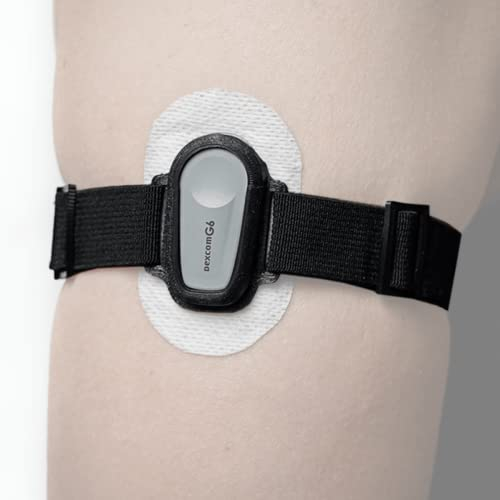 DiaBrothers Dexcom G6 Fixierband Fixierung Halter mit verstellbarem Armband - Halter: schwarz - Armband: schwarz - Größe: S (15-25 cm)