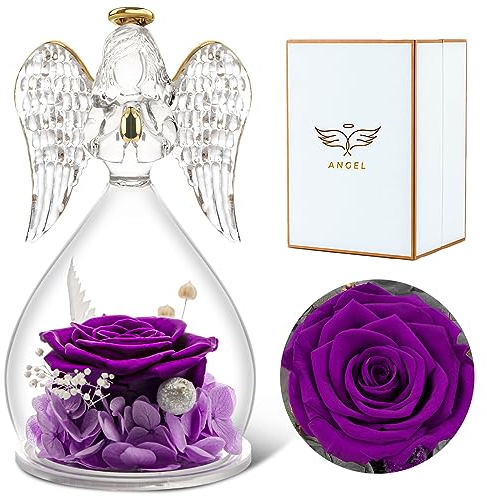 Sunia Ewige Rose Engel Geschenke für Frauen, Engel Figur Geschenke für Mama, Geburtstagsgeschenk für Frauen, Mutter Oma Geschenk, Schutzengel Rose Geschenke zum Muttertag Weihnachten Valentinstag