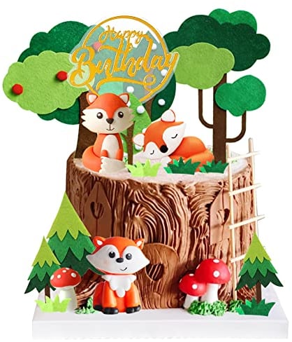 AOTWAN Tortendeko Tiere, Kuchendeko Waldtiere Geburtstag Deko Dschungel Themed für Party Kinder Mädchen Baby Shower