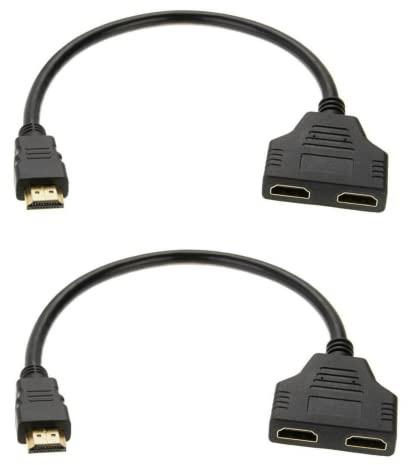Tec-Digi Dual HDMI Splitter, 2 Stück, 1080P HDMI-Stecker auf Dual-HDMI-Buchse, 1-zu-2-Wege-Splitterkabel, Adapter für DVD-Player/PS3/HDTV/STB und die meisten LCD-Projektoren
