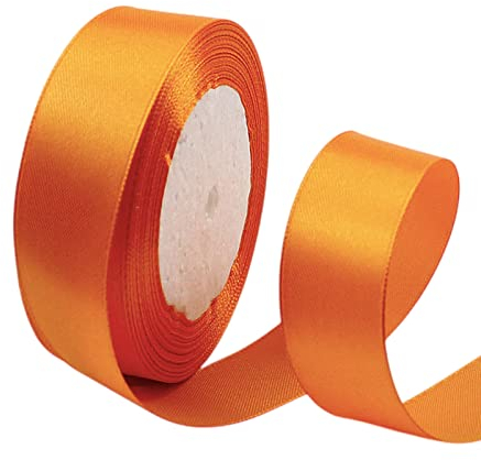 23 Meter Satinband Orange 25mm Satinband Bänder, Breit Schleifenband Dekoband Stoffband Geschenkband Hochzeitsdeko Schleife für Geschenkverpackung,Kunsthandwerk,Haarschleifen,Blumenstrauß,Dekoration