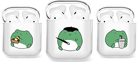 Chubby Frog Cute Transparent AirPods Case - Kompatibel mit 1. & 2. & 3. & Pro Generation - Funktioniert mit kabelgebundenem & kabellosem Laden (Design 3, Airpod 3 Gen)