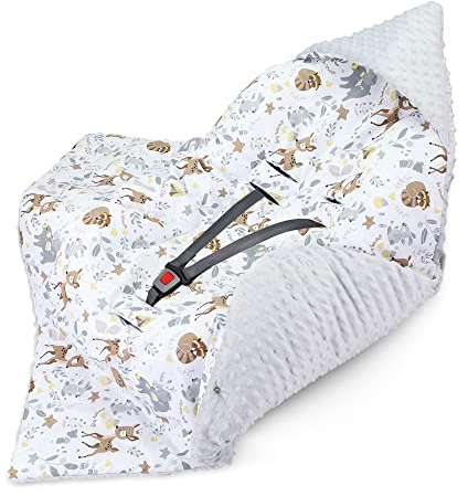 Einschlagdecke Babyschale Baby Decke 90x90 cm - Fußsack Blanket für Kinderwagen und Autositz Winter für Neugeborenen und Kleinkinder Einschlagsdecken für 3 und 5 Punkt Gurt Minky