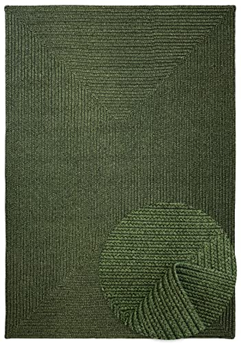 Outdoor & Indoor Teppich - Umkehrbar - Flachgewebe Sisaloptik - Wetterfest - Wohnzimmer Balkon Küche - Handgearbeitet - Modernes Boho Jute Stil - Grün - 200cm x 300cm