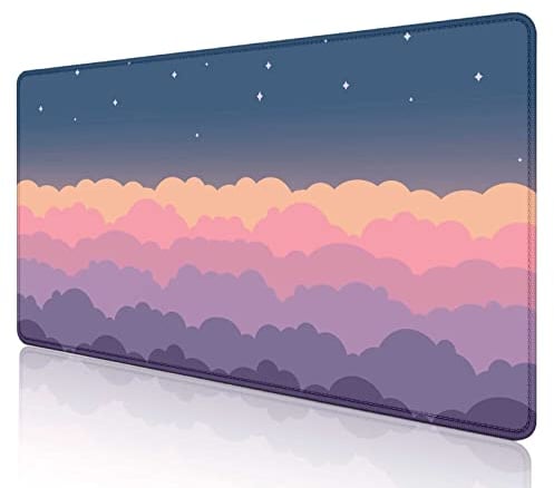 SXCKANG Cute Clouds Purple Desk Mat, Kawaii Large Gaming Mouse Pad, 35.4 x 15.7 Inch