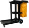 Pegasus Cleaning | Black Plastic Janitors Cleaning Commercial Trolley with Cover and Trays | Heavy Duty