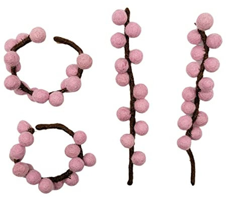 your castle Handgemachte Serviettenringe & Tisch-Deko aus Filz 4er Set Serviettenhalter-individuell formbar. Farbe: Rosa