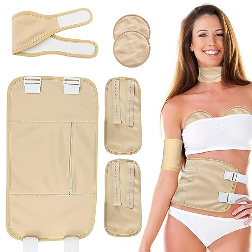 HIULLEN Rizinusöl Packung, 6PCS Wiederverwendbare Castor Oil Pack Wrap Kit, Rizinusöl Packung Wrap Organic für Bauch, Wade, Knie, Hals und Brust zur Leberentgiftung, Nackenentspannung, Muskelschmerzen