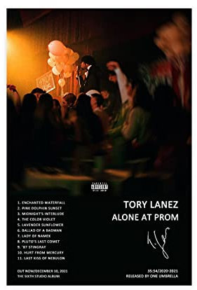MEZUMI Tory Lanez Alone At Prom Music Cover Leinwand Poster Wandkunst Dekor Druck Bild Gemälde für Wohnzimmer Schlafzimmer Dekoration ungerahmt 40 x 60 cm