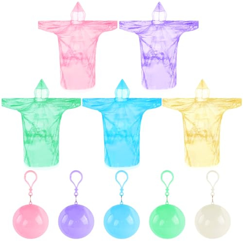 PIWOSGOL Poncho Antipioggia Usa e Getta, 5 Pcs Impermeabile, Mantella Antipioggia Donna Uomo, Poncho Pioggia Portatile di Emergenza, per Bicicletta, Viaggi, Concerti, Festival Sportivo