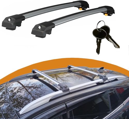 Cross Auto Accessories-Querträger Kompatibel Mit Citroen Berlingo 3 2019 and Later; Dachträger Für Autos Mit Dachreling, Abschließbar Aluminium Schienen Träger, 2 Pcs Grau