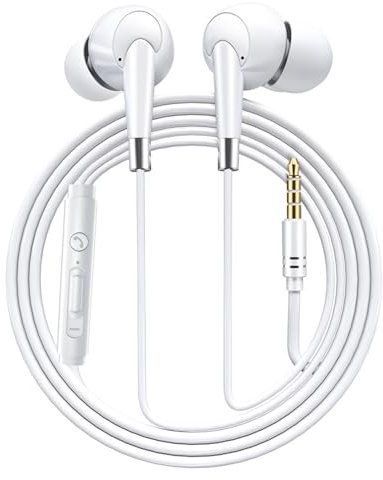 Wizoowip Pull-resistant Wired Headset Hifi Sound Quality Earphone Wired Earphones Hifi Sound Quality In-ear Headset 3.5mm Plug with Mic for Music Call Sports White