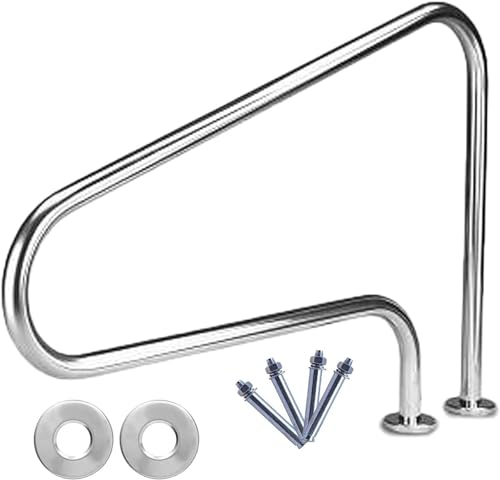 BTURYT Schwimmbecken Handlauf,304 Edelstahl Pool-Sicherheit Handläufe Schwimmbecken Für Inground-Pools Edelstahl-Pool-Handlauf 350 Lbs Tragfähigkeit Mit Zubehör