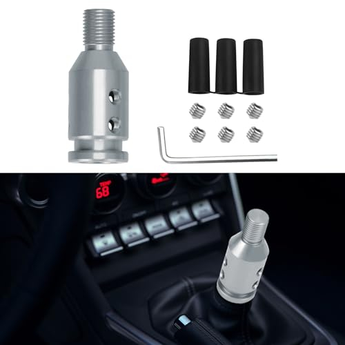 deemars Auto-Schaltknauf-Adapter, Automatik-Schalthebel-Adapter, M12x1.25 Aluminiumlegierung Schaltknauf Adapter, Universal Schaltknauf Schaltadapter für Handschaltgetriebe ohne Gewinde (Silberfarben)