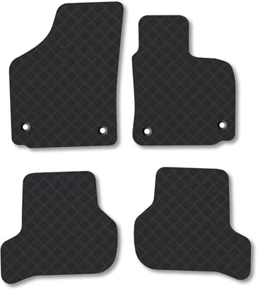 Seat Leon (2005-2009) Rubber Car Mats Accessories Tailored Fit Compatible Accessory Waterproof Protection Non-Slip Floor Mats Full Coverage Durable Front Rear Set Coverage with Clips