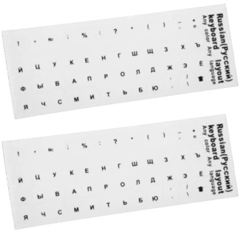 MULAIDI Russian Sticker Separate Russian Keyboard Sticker With Black Blue Green Yellow Characters On Transparent Background Letter Stickers Small Black