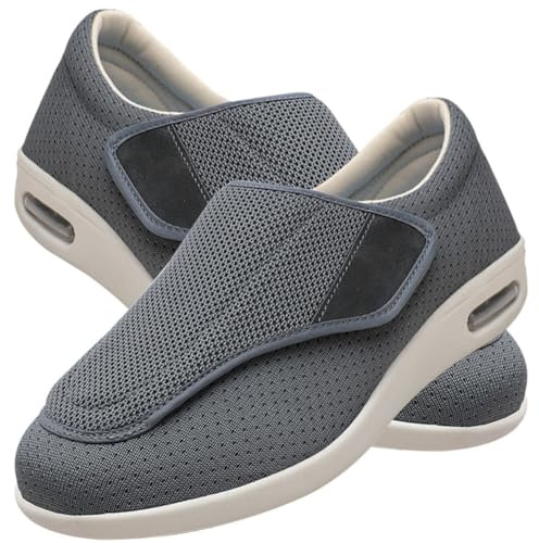 Möge Chaussons Diabétiques Homme Réglable Orthopédique Sandales Large Chausson Fermeture Scratch pour Personne Âgée Pieds Gonflés Arthrite Oedème Swollen Pantoufle
