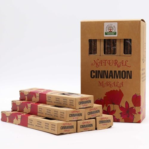 Namaste India Natural 30g Masala Räucherstäbchen Agarbatti Packung - 12 Packungen insgesamt 100-120 traditionelle Räucherstäbchen für entspannende Aromatherapie (Natural Cinnamon)