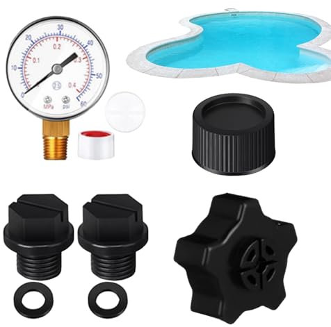 Manómetro para piscina - Manómetro para piscina, kits de repuesto Filtro para piscina | Kits de medidor de bomba, accesorios para piscinas con drenaje, tapa y junta, accesorios de repuesto para piscin